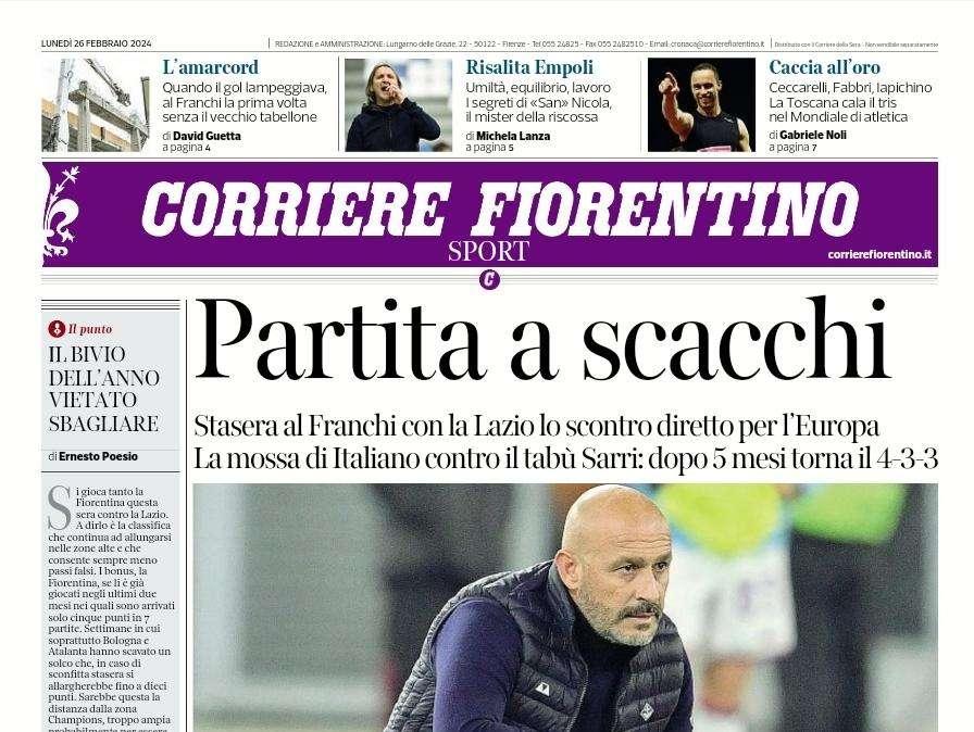 COR. FIO,  Fiorentina-Lazio è una partita a scacchi