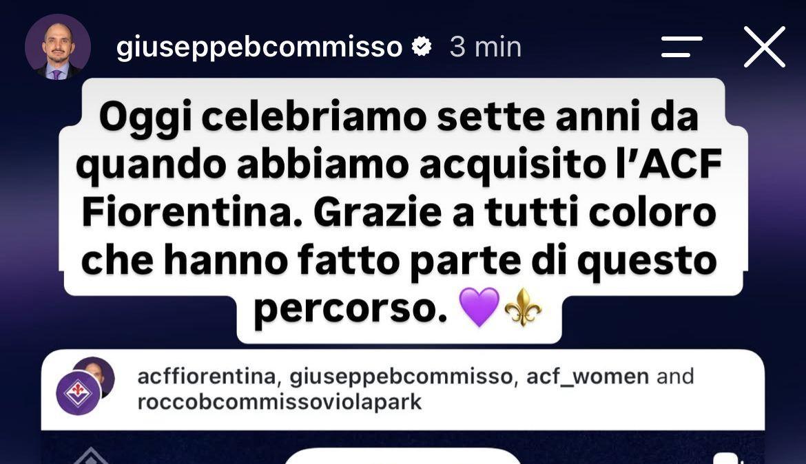 Commisso: "Oggi celebriamo i 7 anni dall'acquisto della Fiorentina"