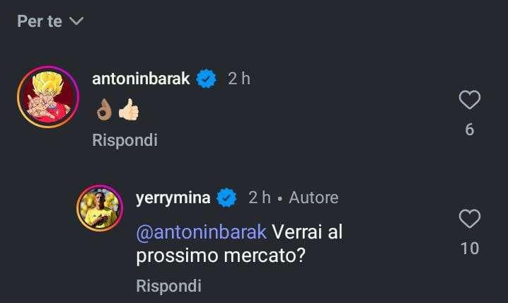 Ex viola, Mina chiama Barak al Cagliari: "Verrai al prossimo mercato?"