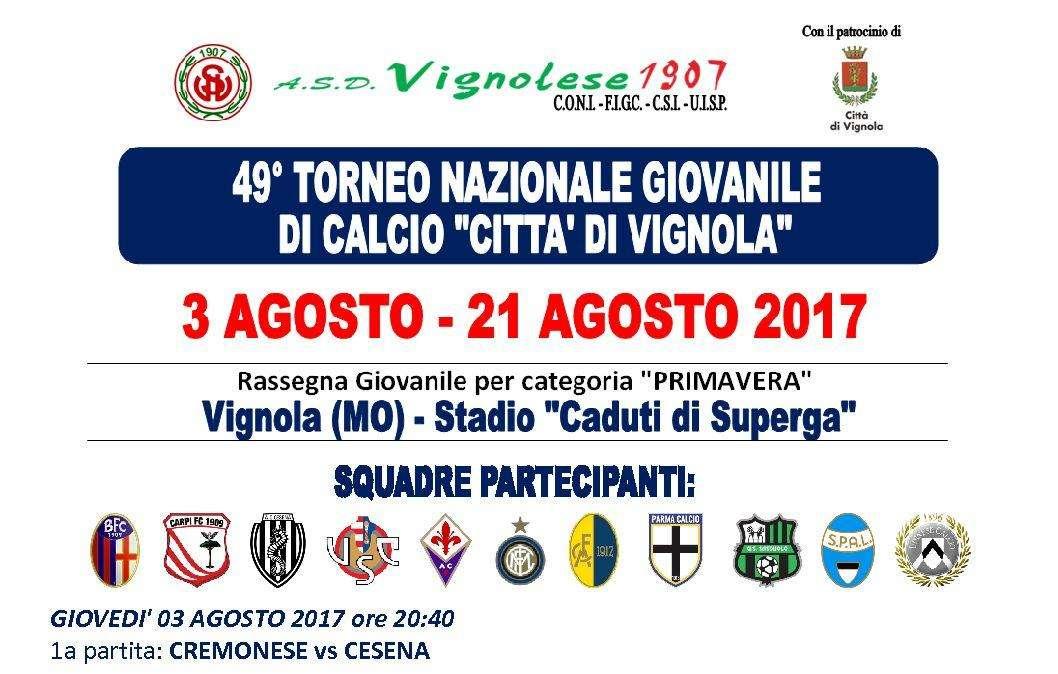 49° Torneo di Vignola: il calendario completo (3-21 Agosto)