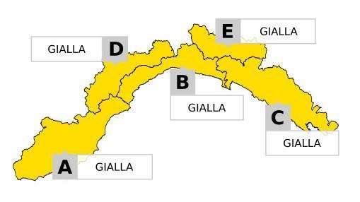 Allerta meteo gialla sulla Liguria da questa sera per precipitazioni piovose