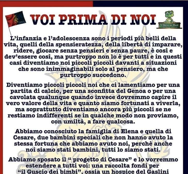 Associazione Club Genoani, raccolta fondi prima della gara Genoa-Udinese 