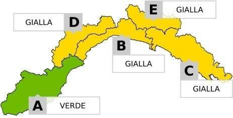 Allerta meteo gialla su parte della nostra regione per piogge