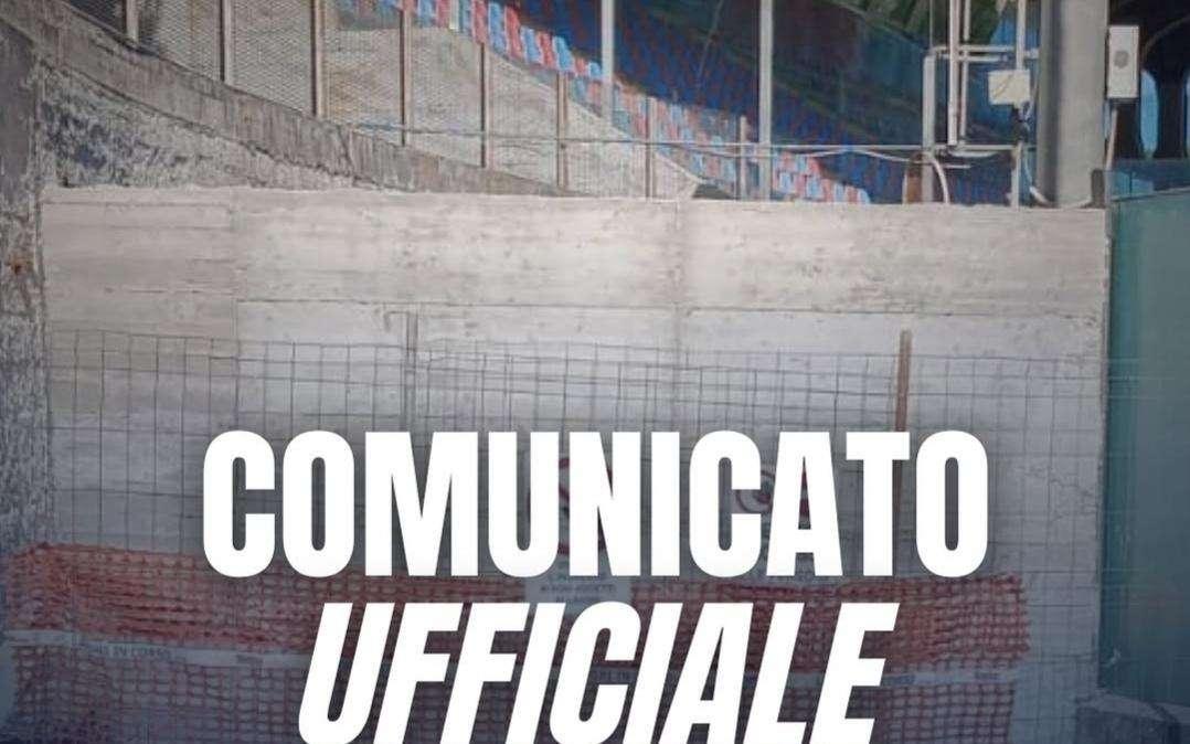 Vibonese, terminati i lavori di realizzazione del muro divisorio tra curva e tribuna del “Razza”