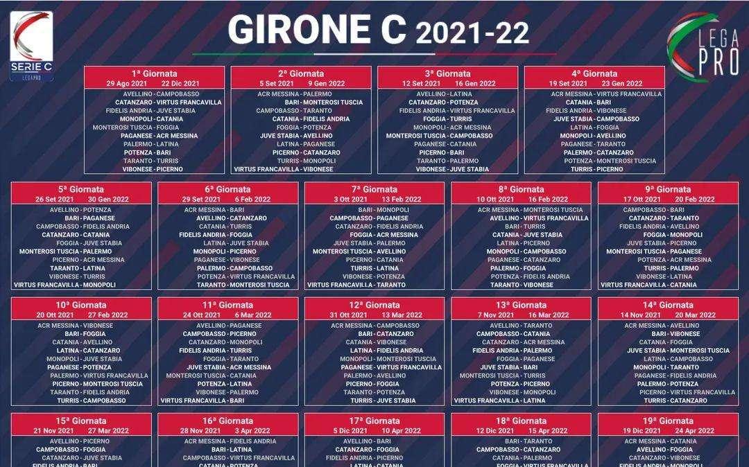 Lega Pro, il calendario del Girone C