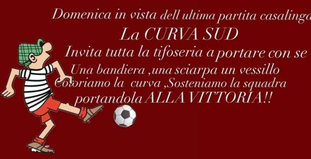 Reggina: la Curva Sud invita tutta la tifoseria a portare bandiere, sciarpe, vessilli amaranto