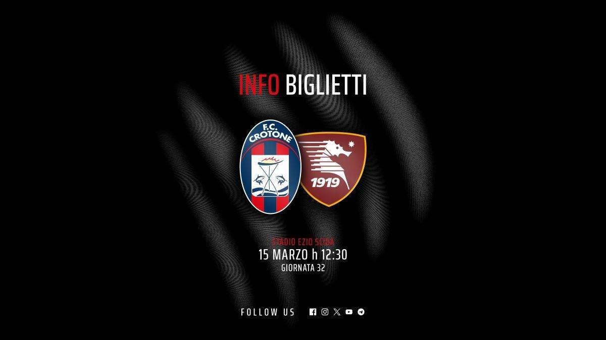 Crotone - Salernitana, info biglietti: stop alla vendita ai tifosi granata per tutti i settori diversi da quello ospiti 