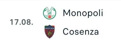 Monopoli - Cosenza, variazione di data ed orario