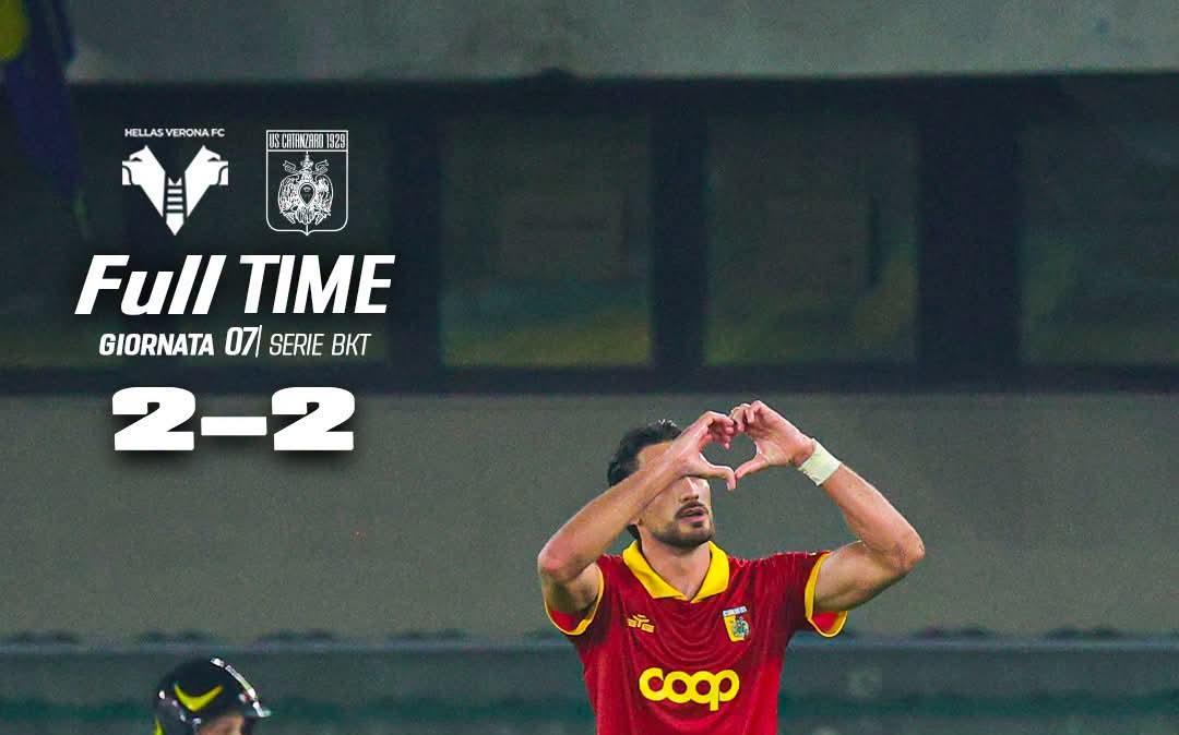 H. Verona-Catanzaro 2-2, primo importante pareggio stagionale per i giallorossi