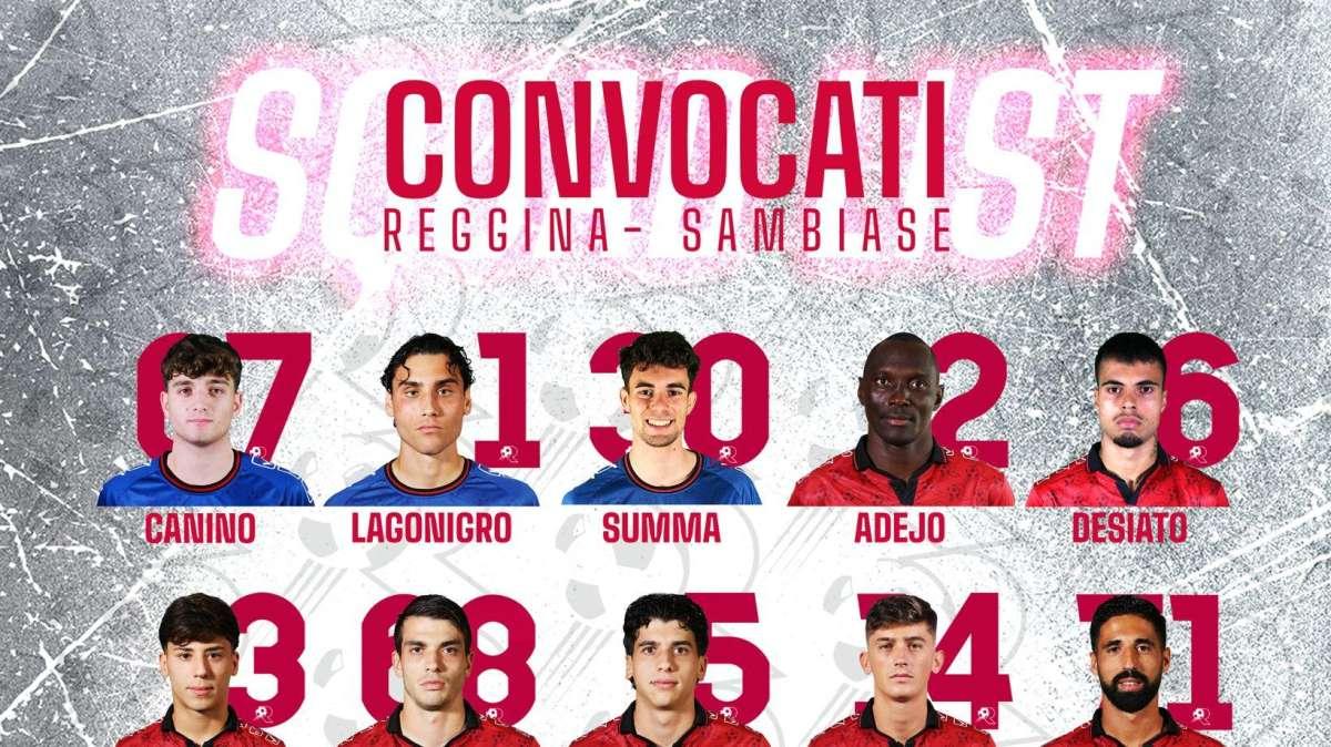 Reggina-Sambiase: i convocati di mister Torrisi