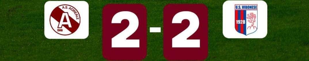 Vibonese, doppio vantaggio vanificato: ad Acireale finisce 2-2