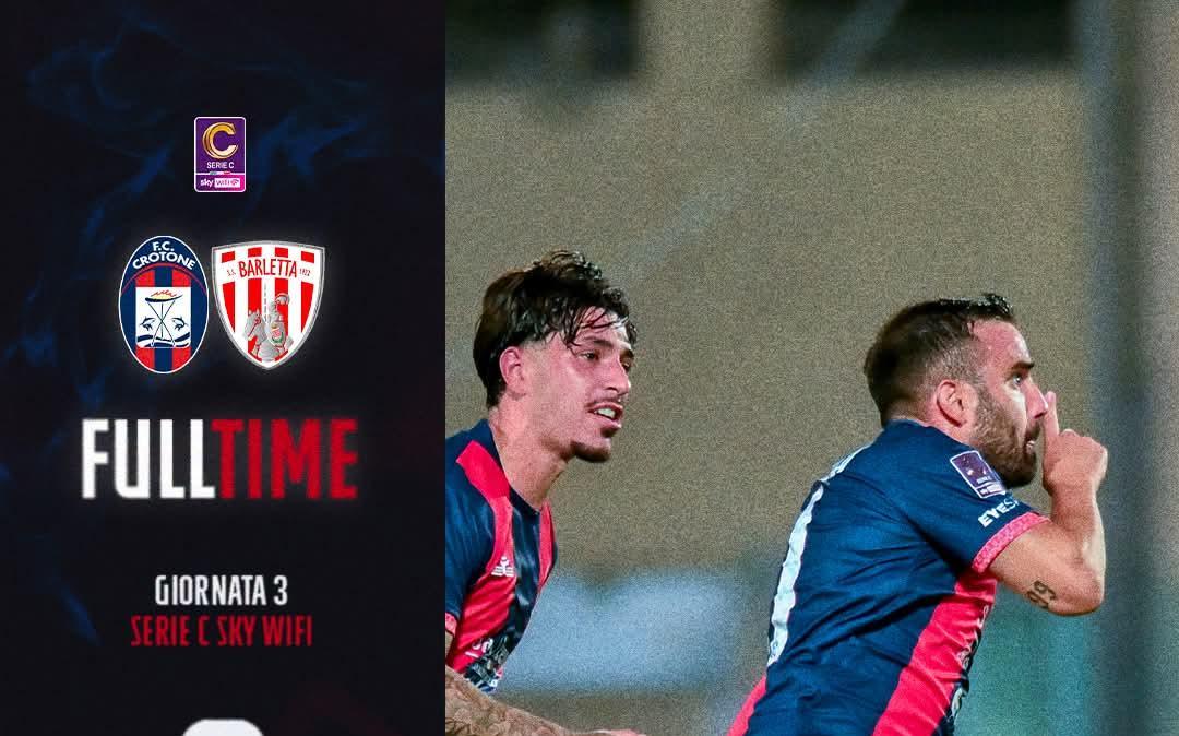 Crotone-Barletta 2-2, rimonta rossoblù: Brignola subito decisivo allo Scida