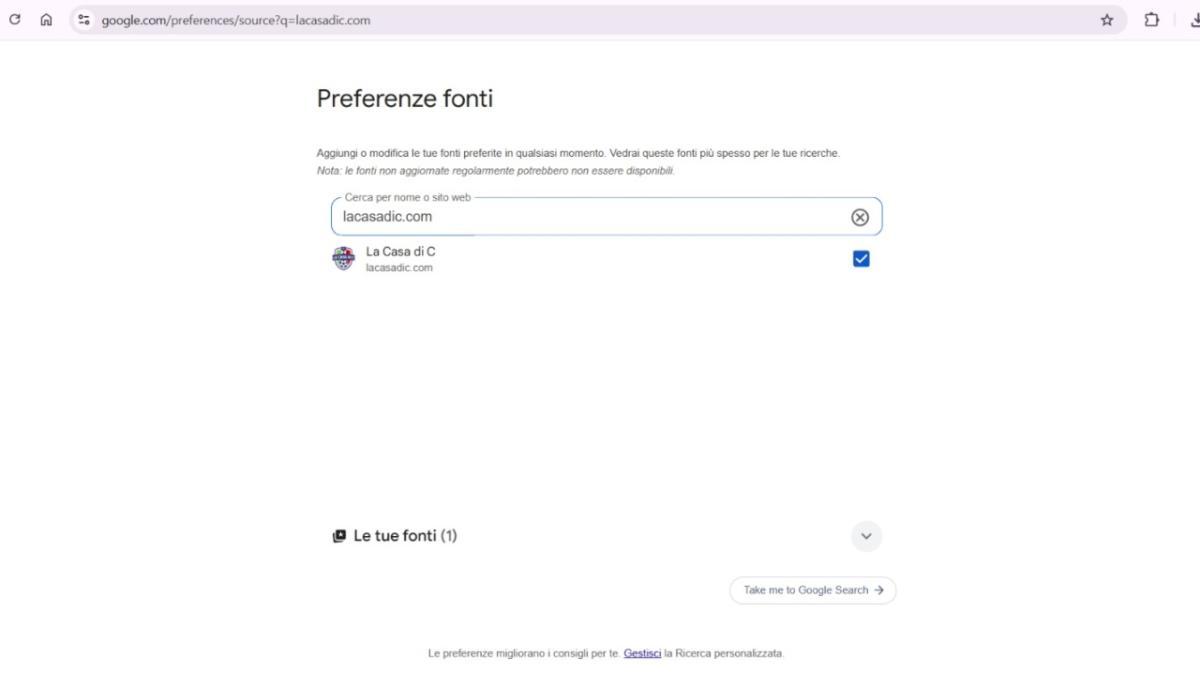 Google News, aggiungi Lacasadic.com tra le fonti preferite