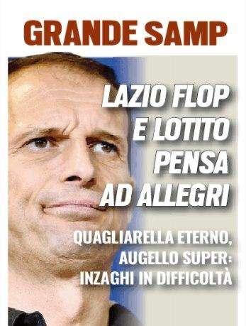 Lazio, la prima di Tuttosport: "Lotito pensa ad Allegri dopo il flop con la Samp"