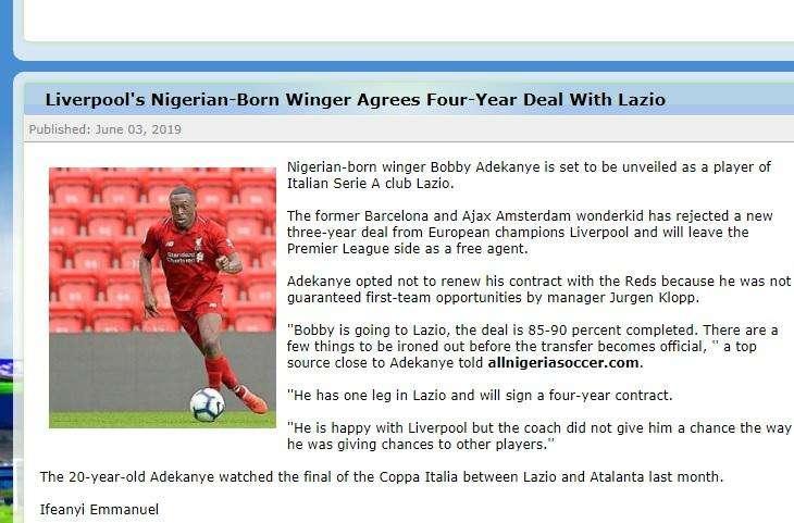 Calciomercato Lazio, dalla Nigeria: "Adekanye biancoceleste al 90%, contratto di 4 anni"