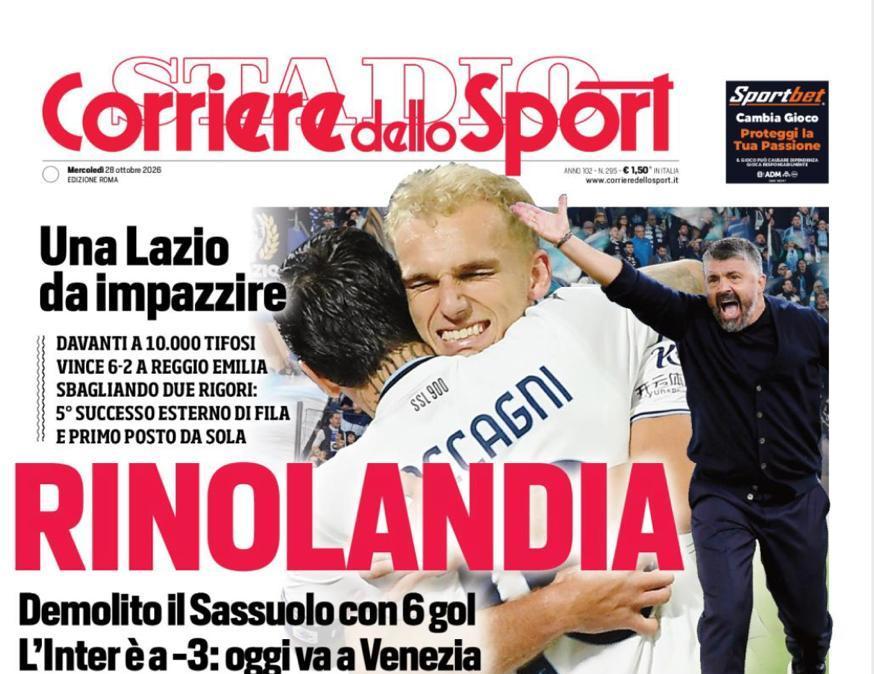 Lazio, "Rinolandia": la prima pagina del Corriere dello Sport - FOTO