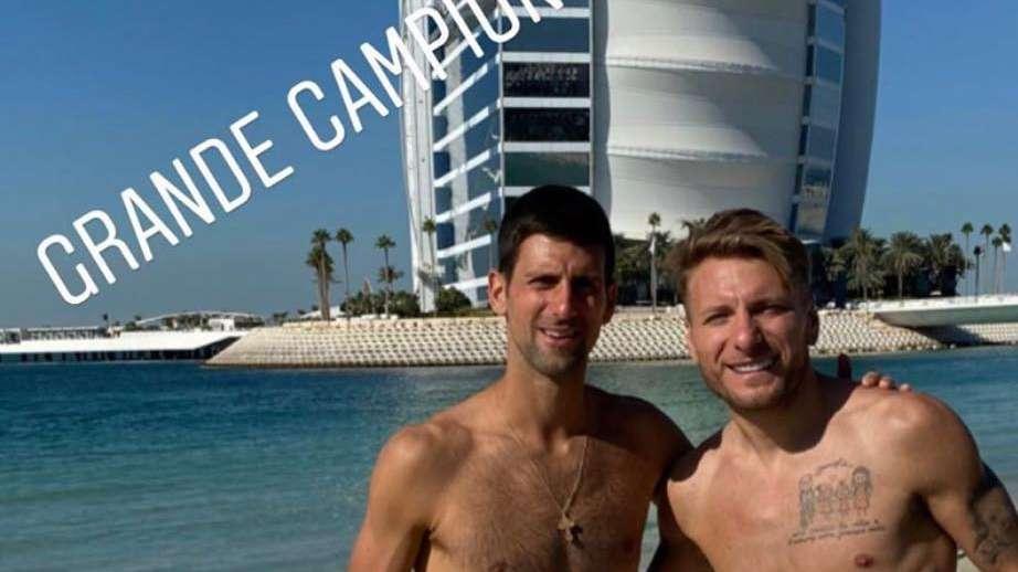 Lazio, Immobile incontra Djokovic: Dubai meta di campioni - FOTO