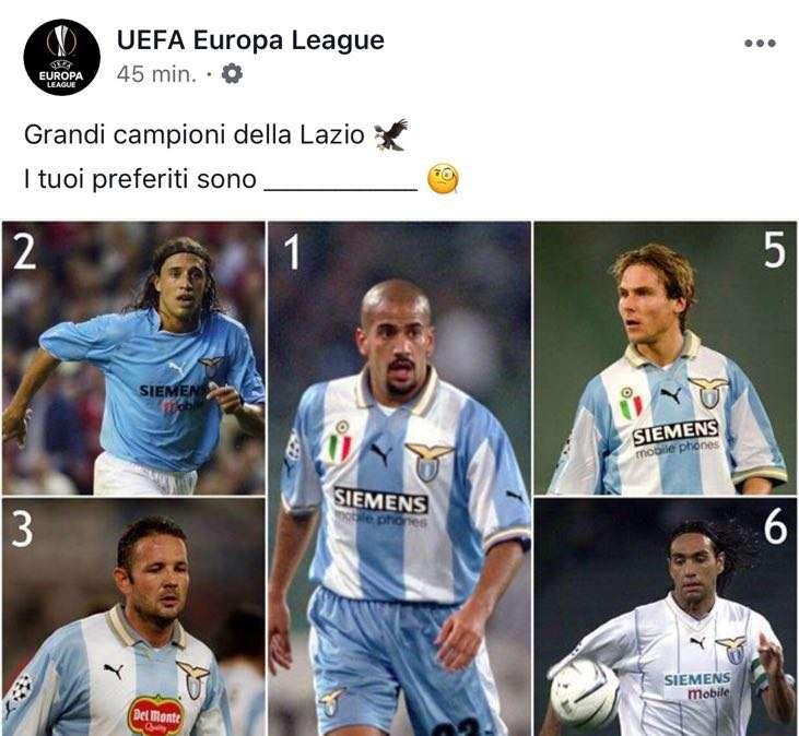 Lazio, l'Europa League mette in vetrina i campioni del passato: “Chi preferite?” - FOTO