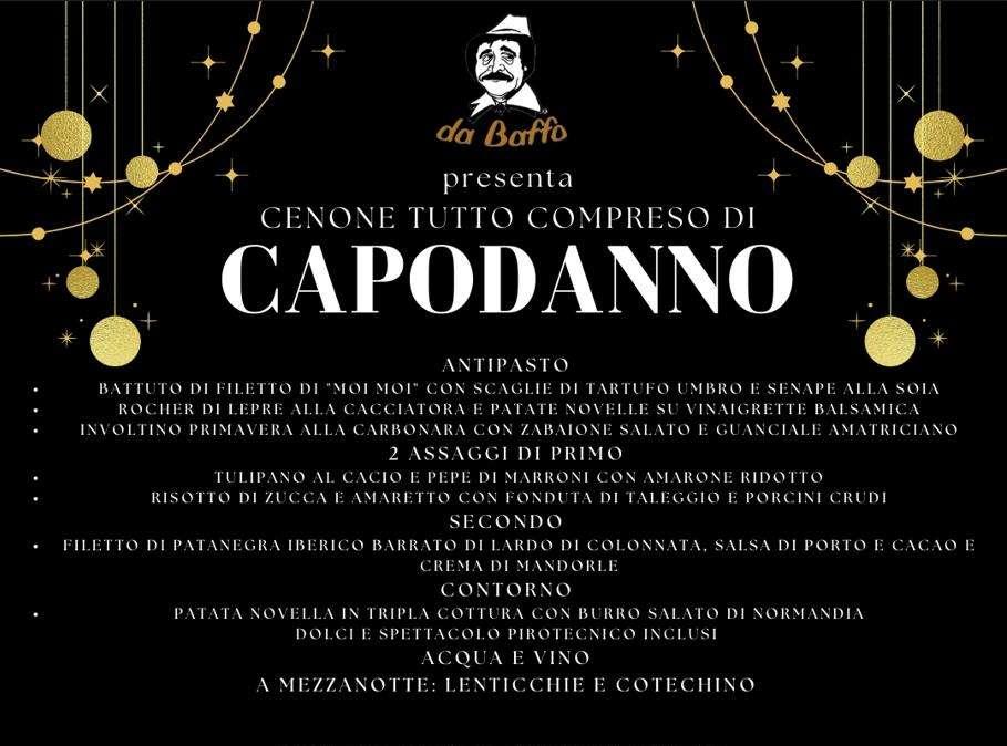 65 EURO PER UN CENONE DI CAPODANNO TUTTO COMPRESO! PRENOTA SUBITO DA BAFFO!
