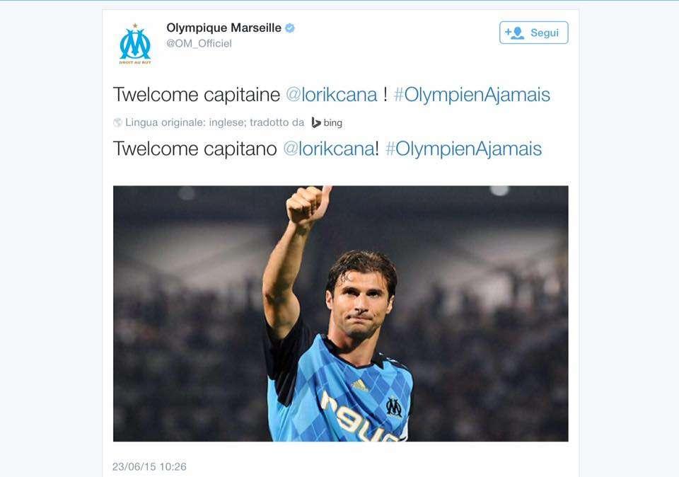 Lorik Cana sbarca su Twitter: il 'benvenuto' della Lazio e del Marsiglia - FOTO