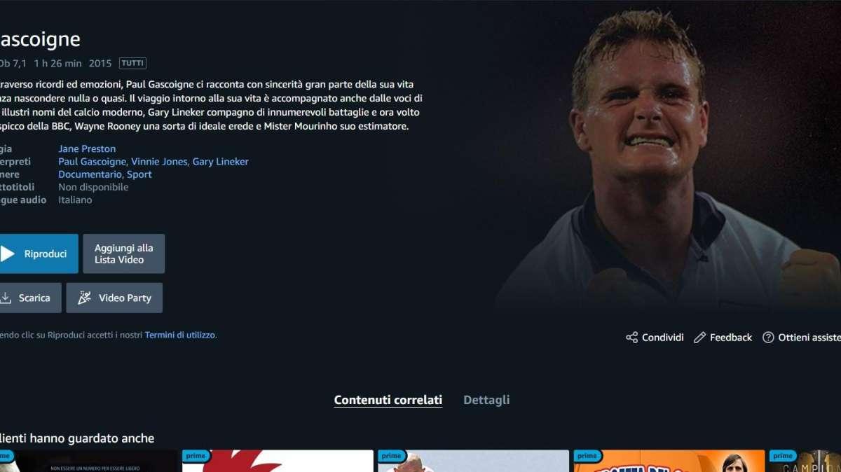Prime Video / L'ex Lazio Gascoigne all'Isola dei Famosi? Guarda il film a lui dedicato!