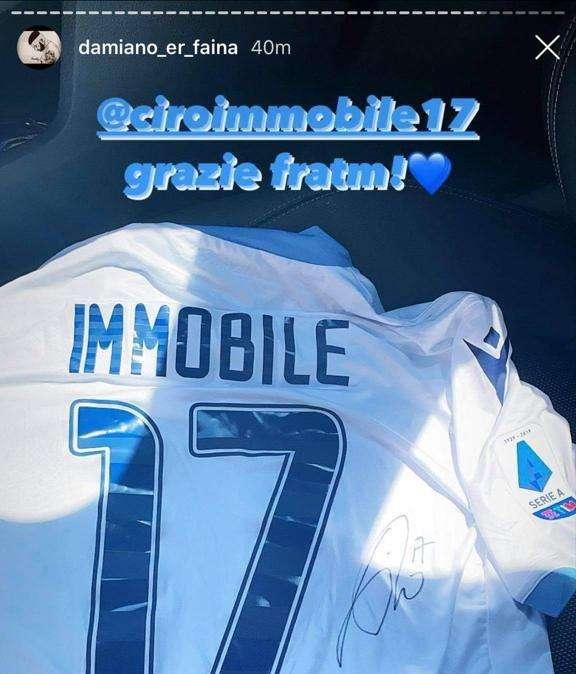 Lazio, Immobile regala la maglia a Damiano Er Faina: “Grazie fratm” - FT