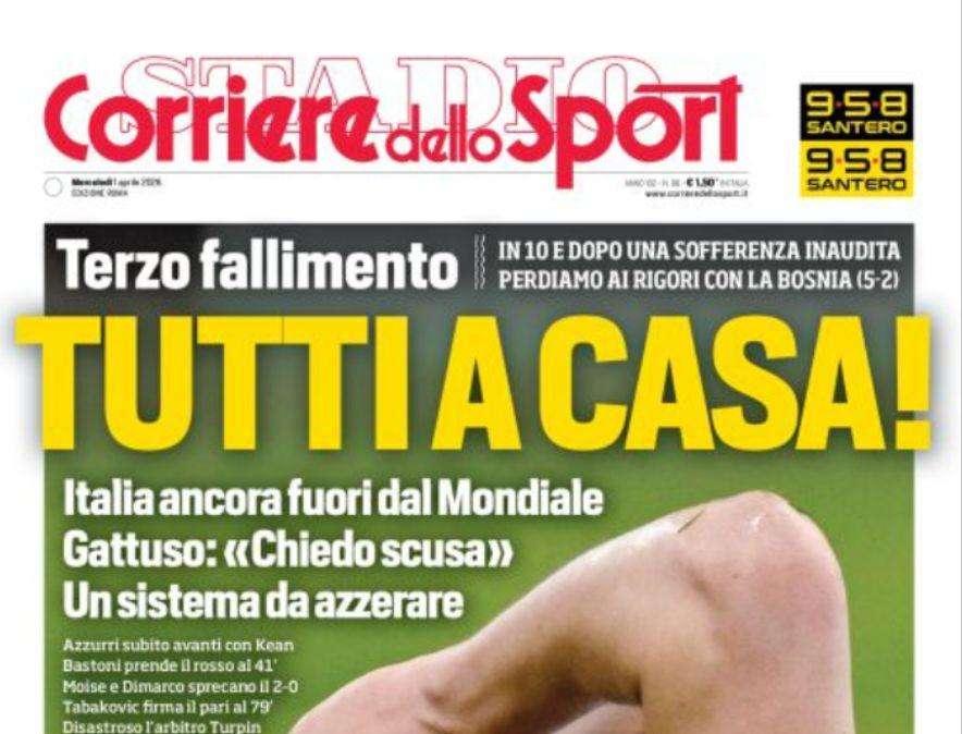 Italia, un altro fallimento Mondiale: i titoli dei quotidiani