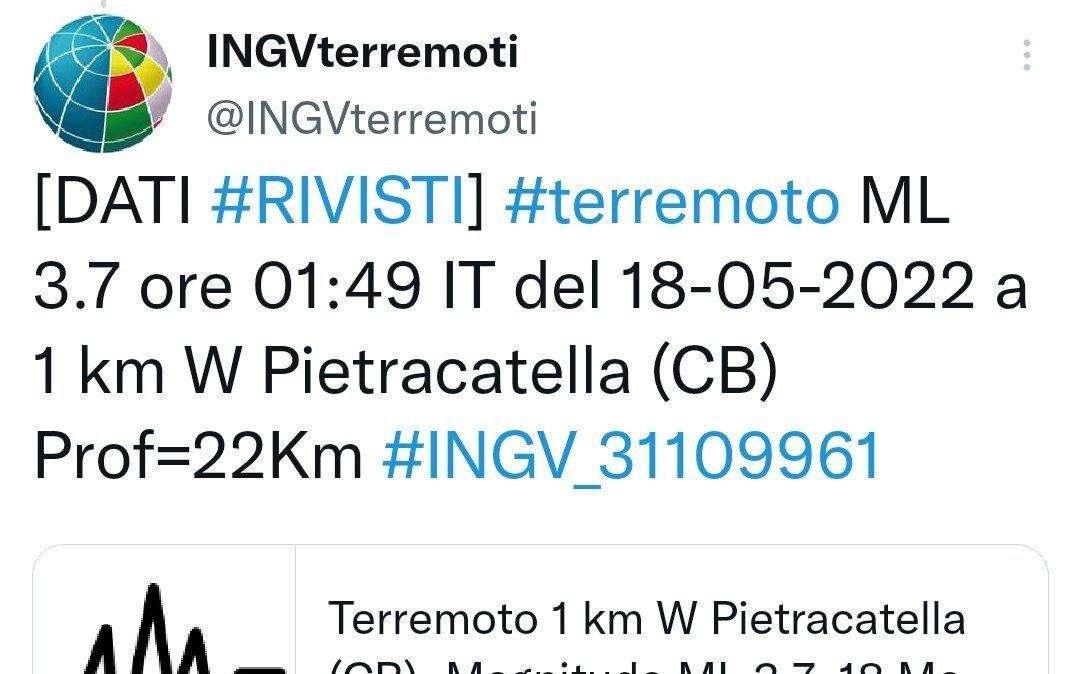 Terremoto, notte di paura nella provincia di Campobasso: gente in strada