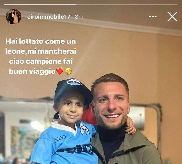 Lazio, è morto il piccolo Alessio, Immobile: "Hai lottato come un leone" - FOTO