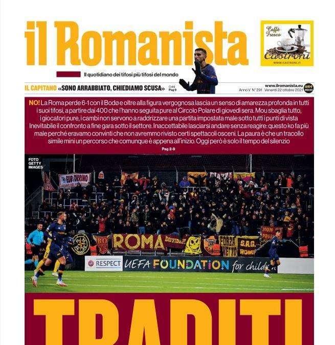 Tracollo contro il Bodo Glimt, la prima de Il Romanista: "Traditi" - FOTO