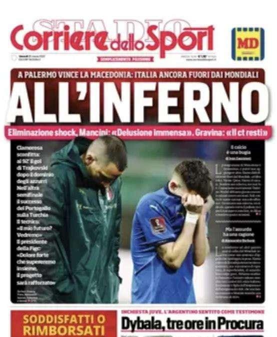 Italia, da "Tragedia azzurra fino "all'Inferno": le reazioni della stampa - FOTO 