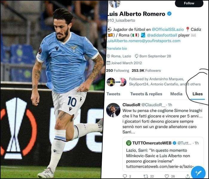 Lazio, Luis Alberto e la panchina indigesta: arriva il like contro Sarri