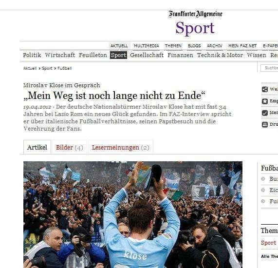 Klose a tutto tondo: "Quanto affetto in Italia! Con Reja mi trovo bene, spero rimanga... Calcioscommesse? Nello spogliatoio siamo sereni"