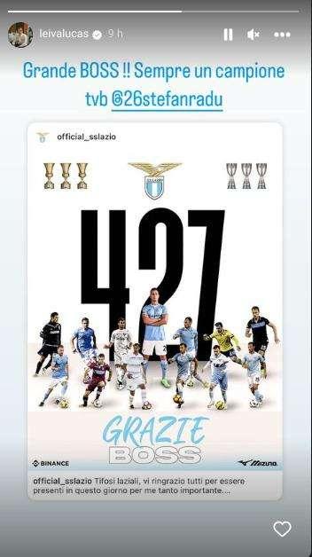 Lazio | Tutti i saluti al Boss Radu, Leiva: "Sempre un campione. Ti voglio bene" - FOTO