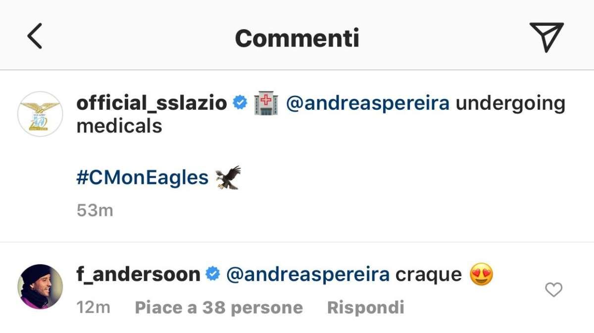 Lazio, Felipe Anderson su Instagram garantisce per Pereira: "Fenomeno" - FT