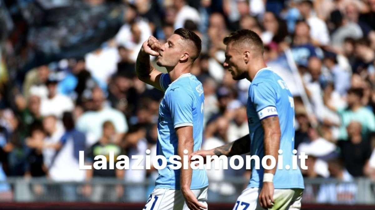 Lazio-Spezia, Milinkovic e Zaccagni pazzi d'amore: le esultanze per le compagne - GALLERY