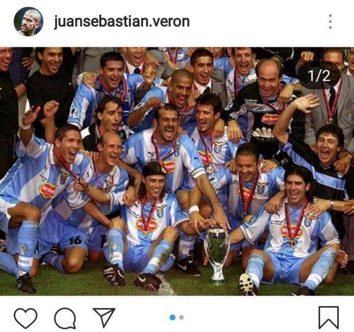 Lazio, Veron celebra la Supercoppa Europea. E Correa commenta...