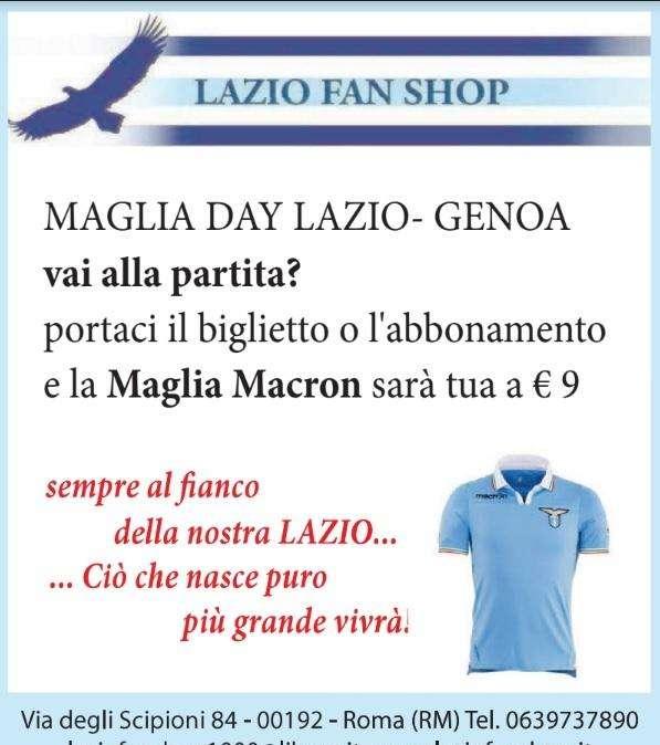 MAGLIA DAY A LAZIO-GENOA! VAI ALLO STADIO? LA MAGLIA DELLA LAZIO PER BAMBINI E RAGAZZI A 9 EURO!