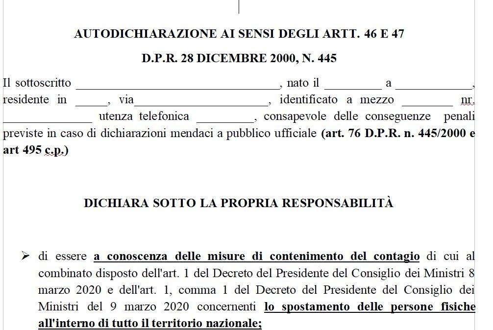 Coronavirus, cambia l'autocertificazione per uscire: ecco il nuovo modulo