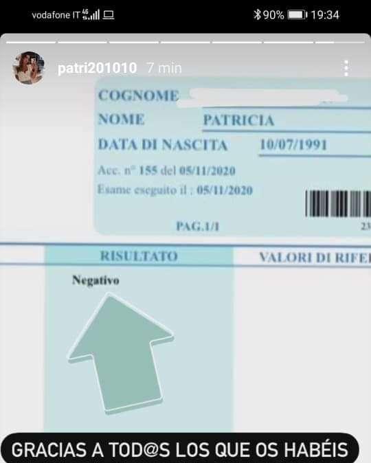 Lazio, tampone negativo per la moglie Luis Alberto: l’annuncio social