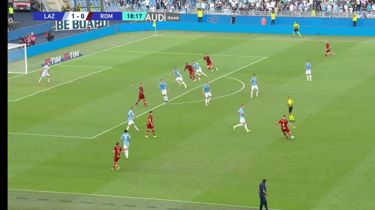 Lazio - Roma: proteste sul contatto Hysaj - Zaniolo, ma c'è il dubbio fuorigioco - FOTO