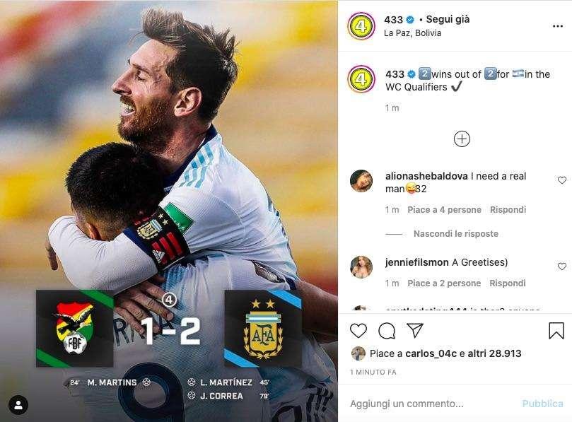 Lazio, '433' celebra Correa e l'Argentina: "2 vittorie su 2" - FOTO