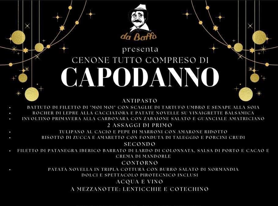 CAPODANNO AL RISTORANTE? VIENI DA BAFFO! MENù TUTTO COMPRESO A SOLI 65 EURO!