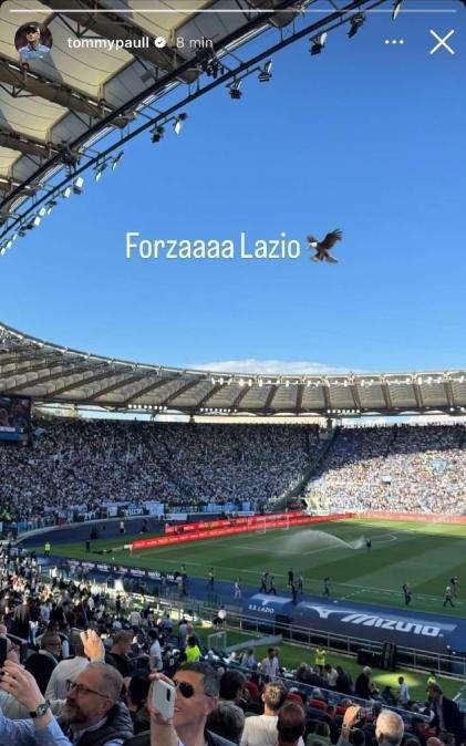 Lazio, Tommy Paul freme dalla tribuna Monte Mario: il post social
