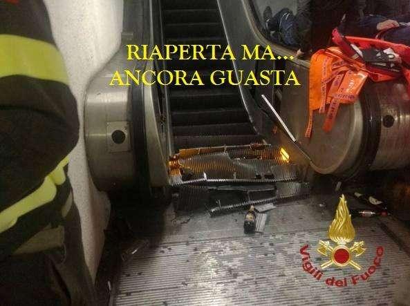 Roma, metro Repubblica riaperta: pazzesco, la scala mobile è guasta