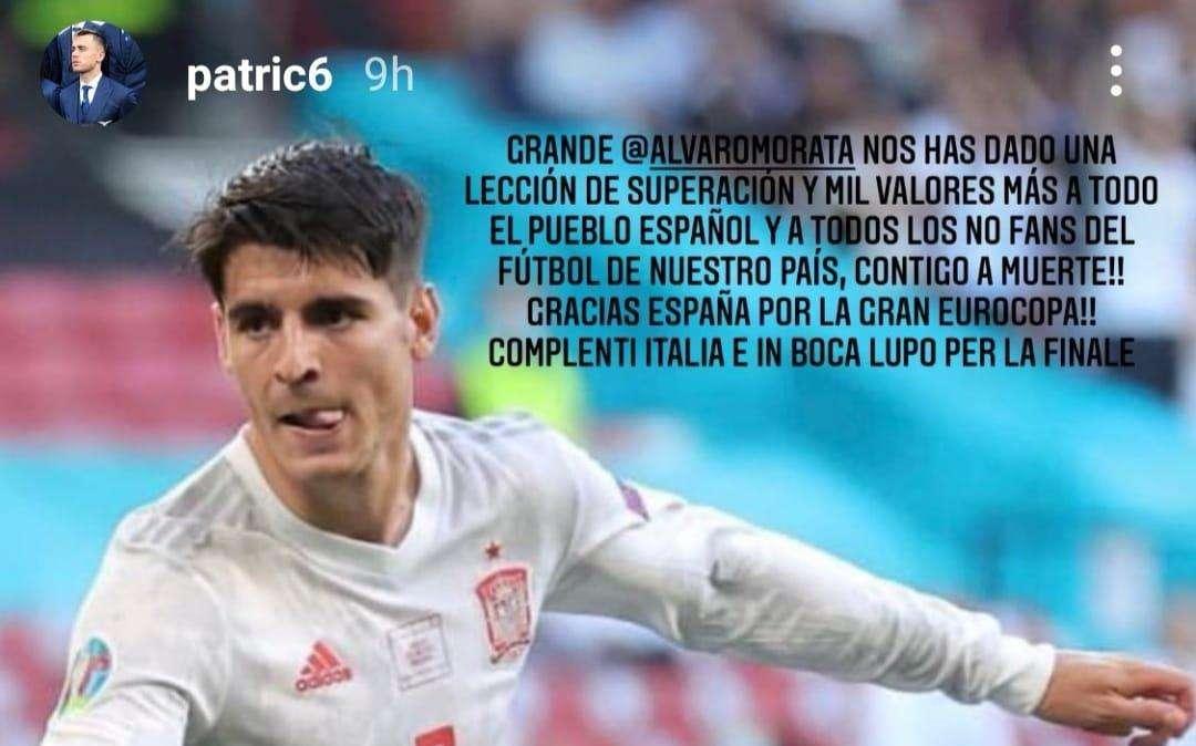 Lazio, Patric difende Morata poi l'augurio all'Italia: "In bocca al lupo per la finale"