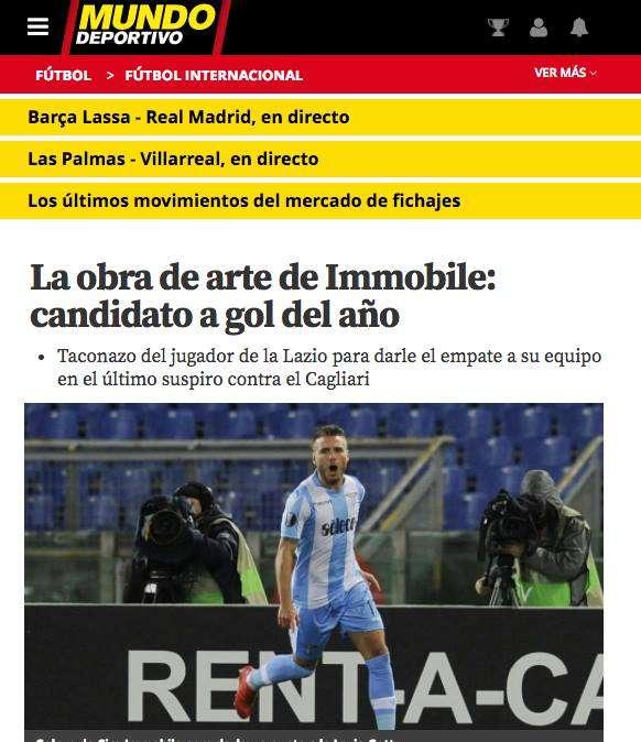 Mundo Deportivo celebra il gol di Immobile: "Un'opera d'arte, si candida per il premio Puskás!"
