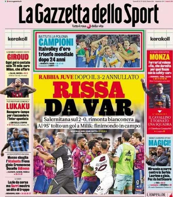 La Gazzetta in apertura: "Lukaku, recupero-lampo per riaccendere l'Inter spuntata"