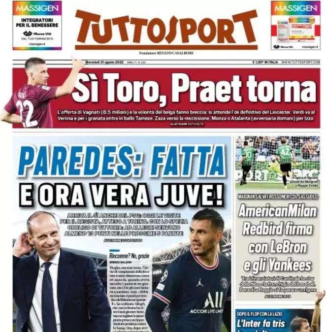 Tuttosport in apertura: "L'Inter fa tris in scioltezza, Inzaghi respira"