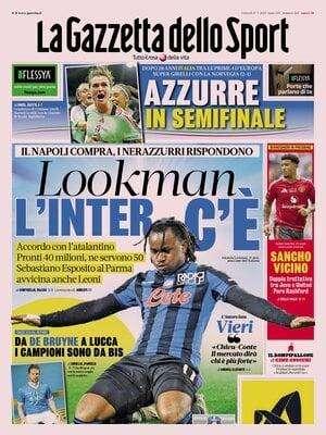 "Lookman, l'Inter c'è": la prima pagina de La Gazzetta dello Sport